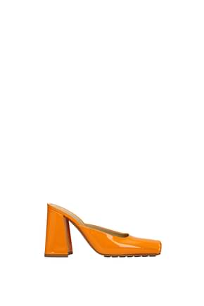 Bottega Veneta Sandals Women Patent Leather Orange Mandarin
