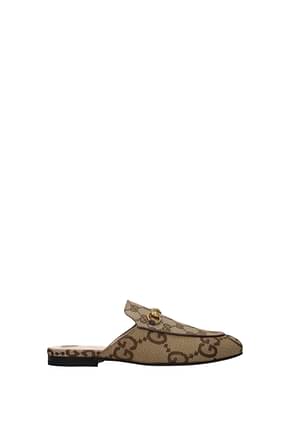 Gucci Slippers and clogs Women Fabric  Beige Ebony