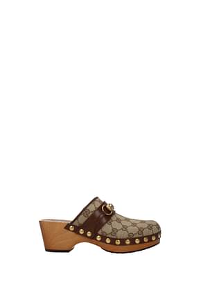 Gucci Slippers and clogs Women Fabric  Beige Ebony