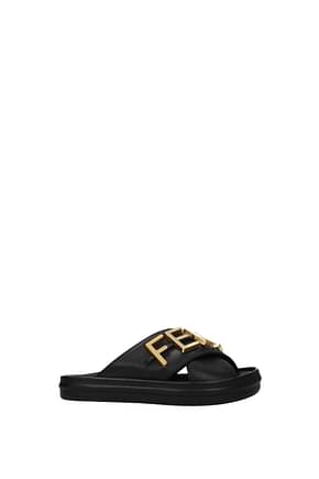 Fendi Slippers and clogs fendigraphy Women Leather Black