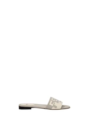 Fendi Slippers and clogs Women Fabric  Gray Ivory