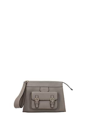 Chloé Clutches edith Women Leather Gray Seal