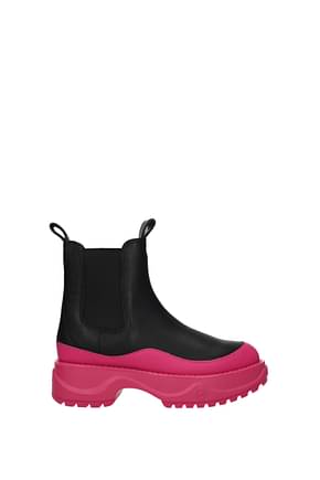 Michael Kors टखने तक ढके जूते dupree महिलाओं चमड़ा काली फ्लू गुलाबी
