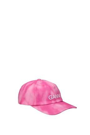 Ganni Hats Women Organic Cotton Pink Hydrangea