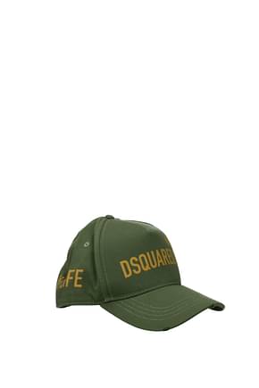 Dsquared2 Hats Men Cotton Green Chlorophyll
