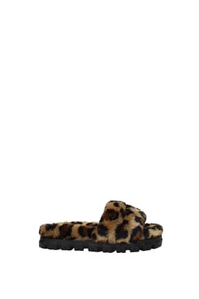 UGG Flip-Flops und Holzschuhe Damen Fell  Beige Leopard