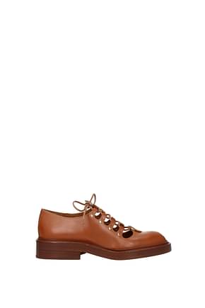 Chloé Lace up and Monkstrap may Women Leather Brown Ocher