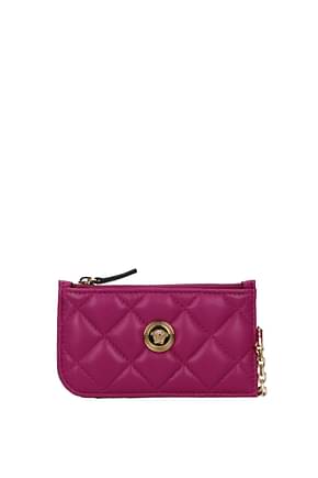 Versace Coin Purses Women Leather Fuchsia Orchid