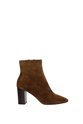 Saint Laurent Ankle boots lou Women Suede Brown Cognac