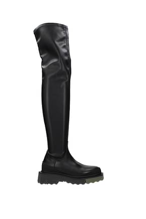 Off-White Boots Women Leather Black Military Green