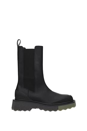 Off-White Ankle boots Women Leather Black Military Green