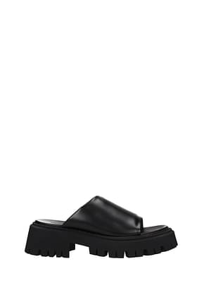 Balenciaga Slippers and clogs tractor Men Leather Black