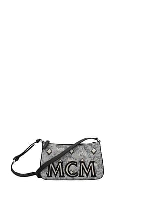 MCM Crossbody Bag Women Fabric  Gray Black