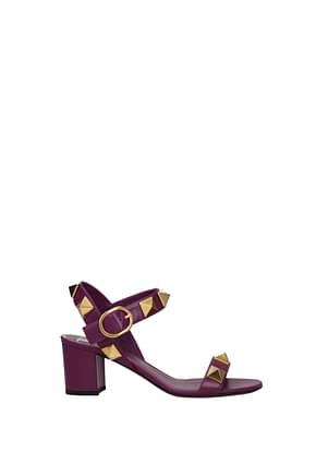 Valentino Garavani Sandals Women Leather Violet Plum