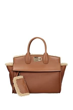 Salvatore Ferragamo Handbags the studio Women Leather Brown Saddlery