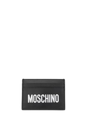 Moschino Document holders Men Leather Black White