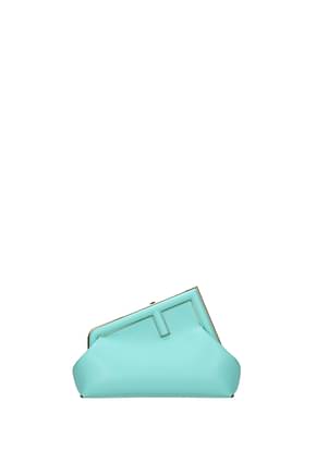 Fendi Clutches first small Women Leather Heavenly Turquoise