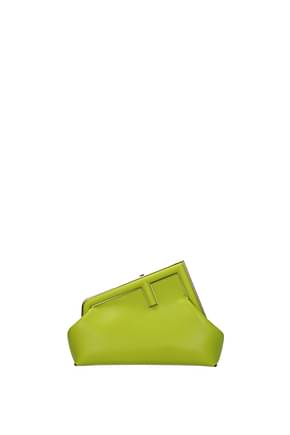 Fendi Clutches first small Women Leather Green Wasabi