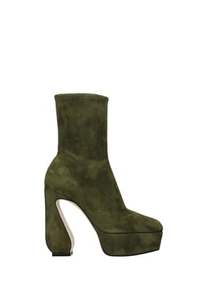 Sergio Rossi Ankle boots si Women Suede Green Military Green