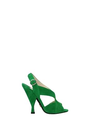 Prada Sandals Women Suede Green