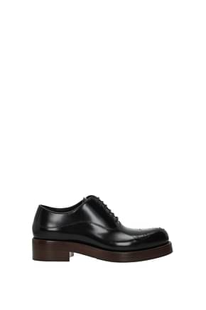 Prada Lace up and Monkstrap Women Leather Black Brown