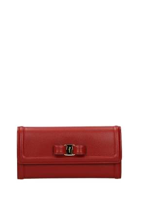 Salvatore Ferragamo Wallets Women Leather Red