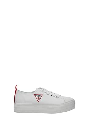 Guess Sneakers Femme Tissu Blanc Rouge