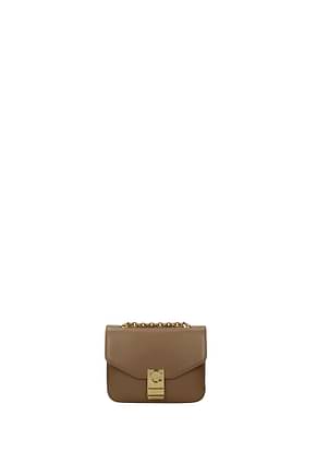 Celine Handbags Women Leather Brown Gold