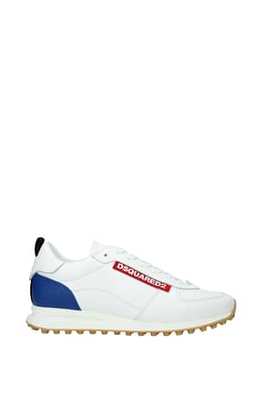 Dsquared2 Sneakers Uomo Pelle Bianco Blu Elettrico