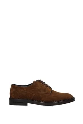Dolce&Gabbana Lace up and Monkstrap Men Suede Brown