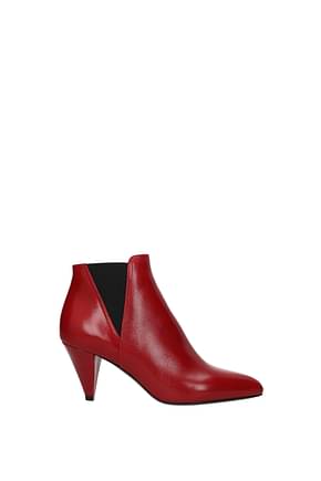 Celine Ankle boots Women Leather Red