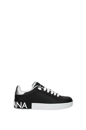 Dolce&Gabbana Sneakers Mujer Piel Negro Plata