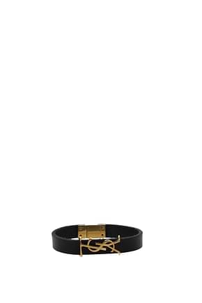 Saint Laurent Bracelets Men Leather Black