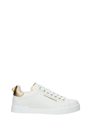 Dolce&Gabbana Sneakers portofino Donna Pelle Bianco Oro