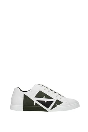 Fendi Sneakers Men Leather White Olive