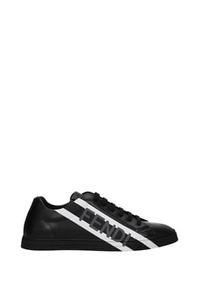 Fendi Sneakers Men Leather Black Black
