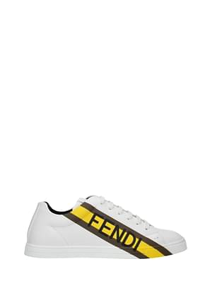 Fendi Sneakers Uomo Pelle Bianco Giallo