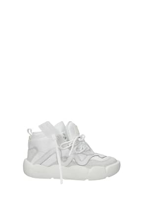Off-White Sneakers Femme Tissu Blanc Gris Clair
