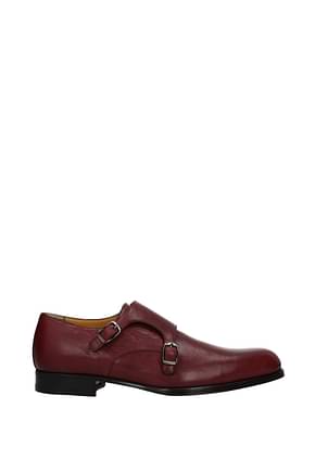 Testoni Lace up and Monkstrap Men Leather Red Maroon