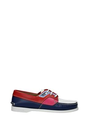 Prada Loafers Men Leather Blue Red