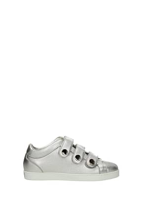 Jimmy Choo Sneakers Donna Pelle Argento Platino