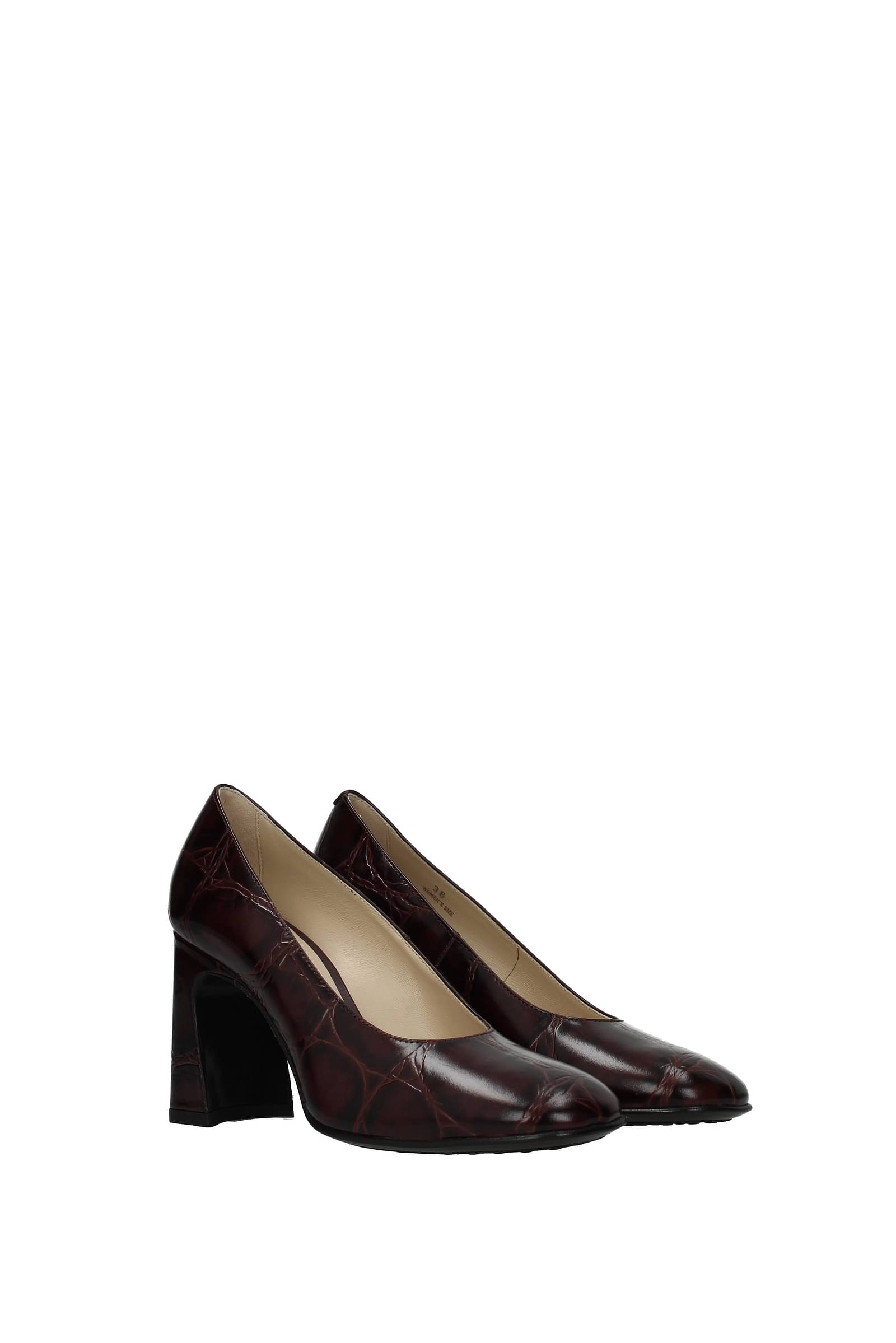 Tod's Pumps Women Leather Red Wine